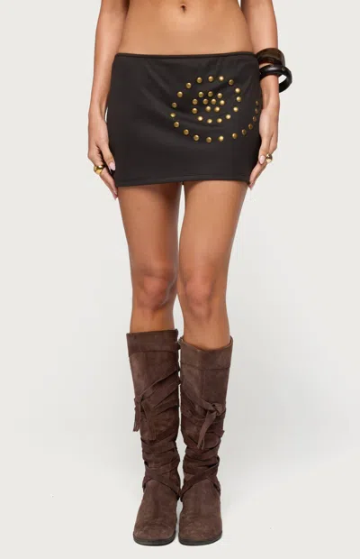 EDIKTED WOMEN'S SWIRL STUDDED MINI SKIRT IN BLACK