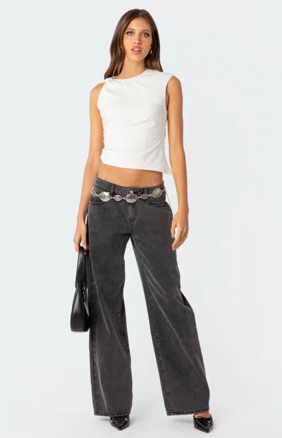 Edikted Women's Tanya Asymmetric Gathered Top In White