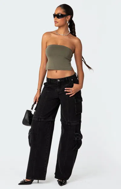 Edikted Women's Tao Open Back Tube Top In Olive In Green