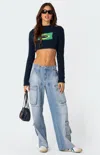 Edikted Tara Low Rise Cargo Jeans In Blue