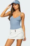 Edikted Teaghan Triangle Camisole Bodysuit In Blue