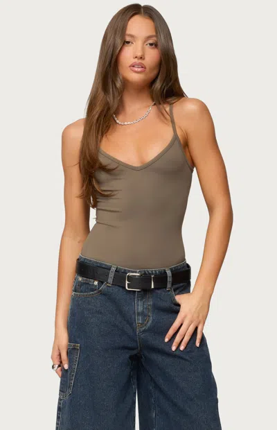 Edikted Teaghan Fitted Bodysuit In Green