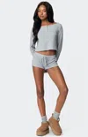 Edikted Teddy Waffle Shorts In Gray-melange