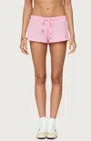 Edikted Teddy Waffle Knit Drawstring Shorts In Pink