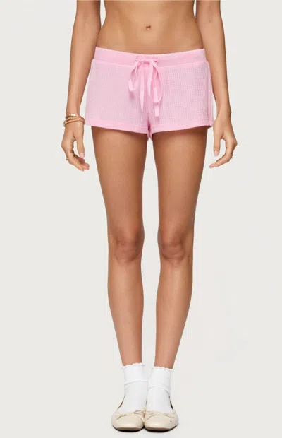 Edikted Teddy Waffle Knit Drawstring Shorts In Pink