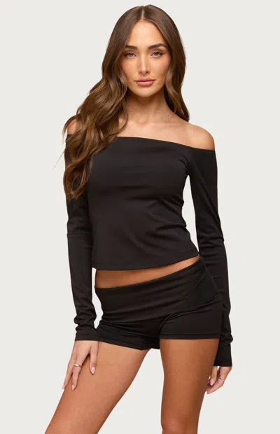 Edikted Women's Tezia Off Shoulder Long Sleeve Top In Black