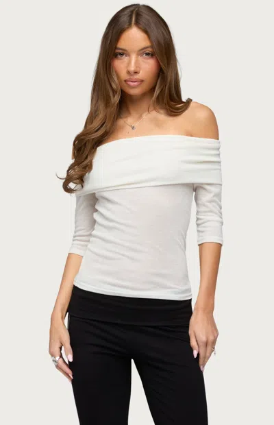 Edikted Women's Thais Foldover Off-the-shoulder Top In Ivory In White