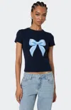 Edikted Tied Up Graphic T-shirt In Navy