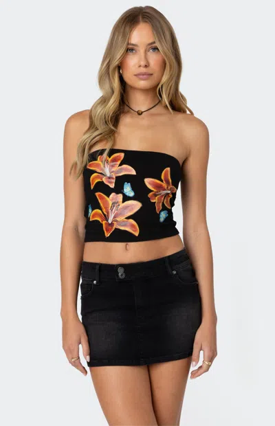 Edikted Tigerlily Tube Top In Black