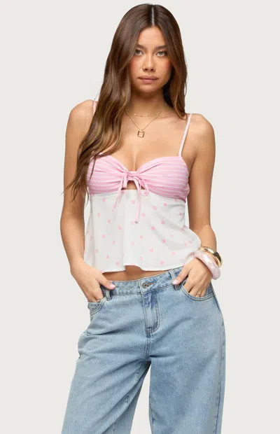 Edikted Women's Tilly Mixed Print Top In Pink/white In Multi