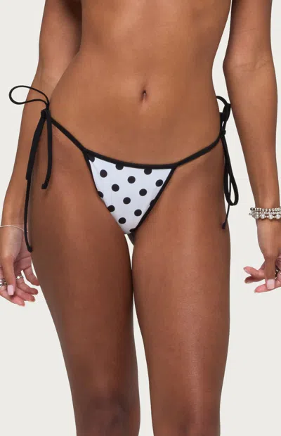 Edikted Women's Tora Polka Dot String Bikini Bottom In Black/white In Multi