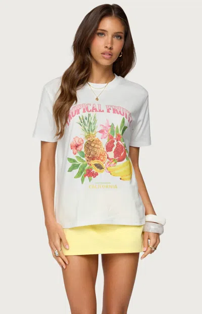 Edikted Tropical Fruits Graphic T-shirt In White