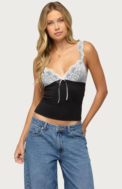 Edikted Women's Troya Contrast Lace Top In Black/white