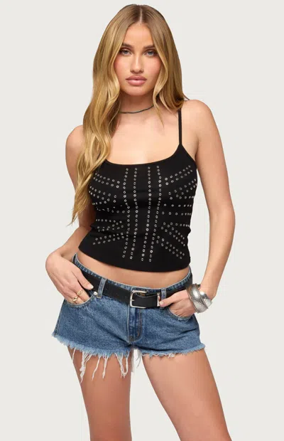 Edikted Women's Union Jack Grommet Tank Top In Black