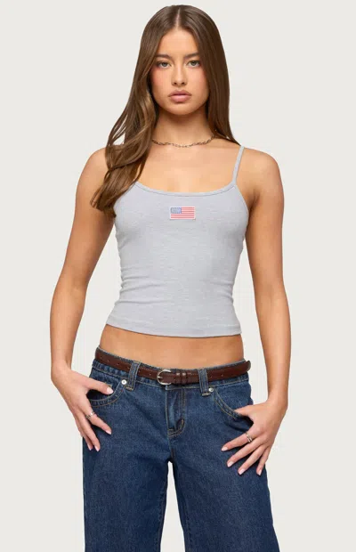 Edikted Women's Usa Tank Top In Heather Grey In Gray