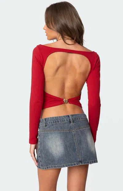 Edikted Women's Valentine Open Back Top In Red