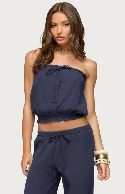 Edikted Women's Viktoria Strapless Bubble Top In Navy In Blue