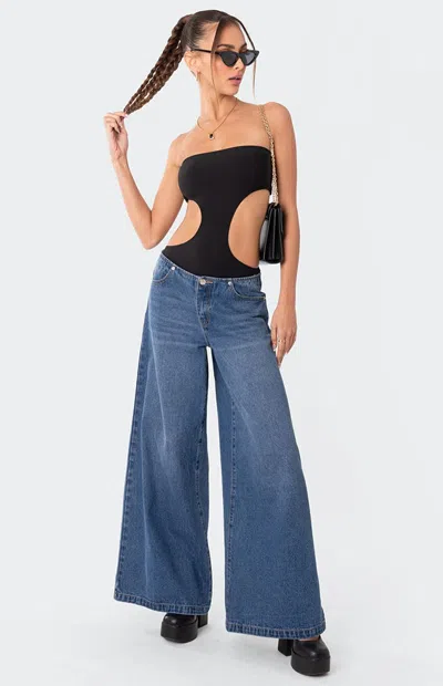 Edikted Women's Vivie Ribbed Cut Out Bodysuit In Black