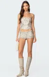 Edikted Sequin Micro Shorts In Silver