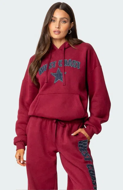 Edikted West Coast Hoodie In Burgundy