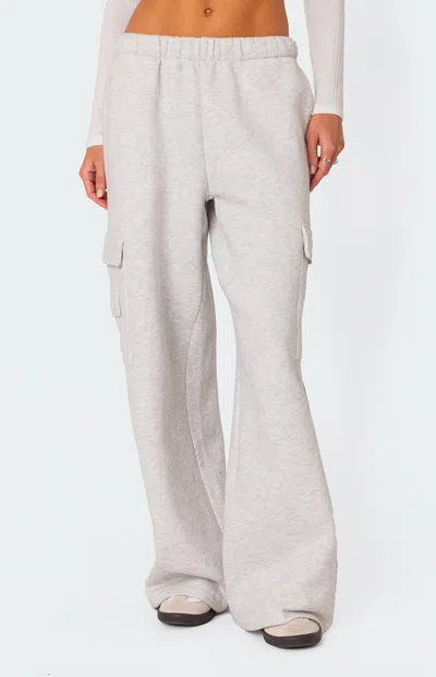 Edikted Women's Wide Leg Cargo Sweatpants In Light-gray