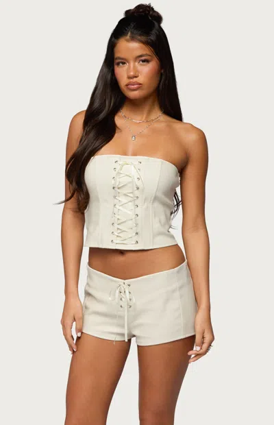 Edikted Wilde Faux Leather Corset Top In White