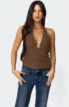 Edikted Willow Textured Halter Top In Brown