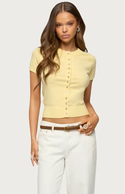Edikted Wilmer Short Sleeve Button-up Top In Yellow