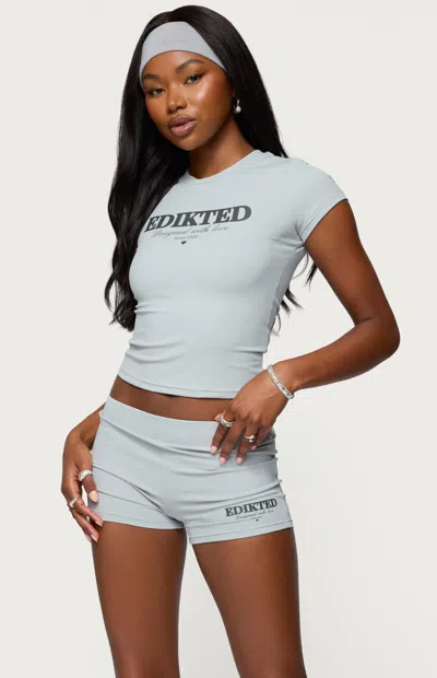 Edikted With Love Babydoll T-shirt In Gray