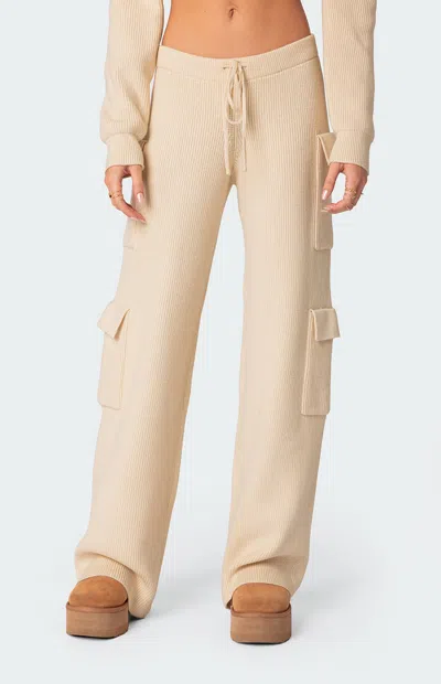 Edikted Women's Wynter Knit Cargo Pants In Cream In Neutral