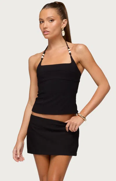Edikted Women's Yua Beaded Woven Halter Top In Black