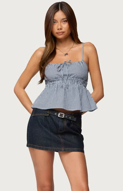 Edikted Zahara Gingham Babydoll Camisole In Blue