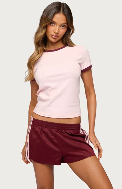 Edikted Zeke Contrast Trim T-shirt In Pink