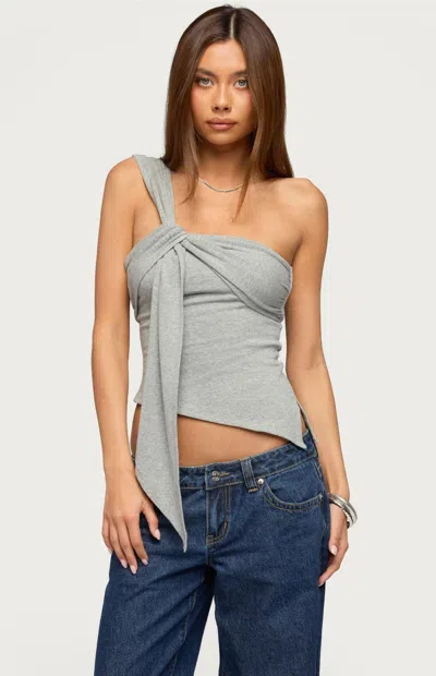 Edikted Zoie Draped Tie Shoulder Top In Gray