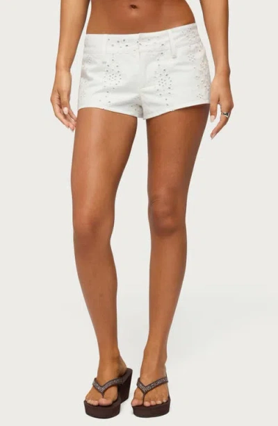 Edikted Wynell Cotton Eyelet Shorts In White