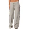 Edikted Wynter Low Rise Drawstring Cargo Sweater Pants In Gray-melange