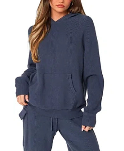 Edikted Women's Wynter Oversized Knit Hoodie In Blue