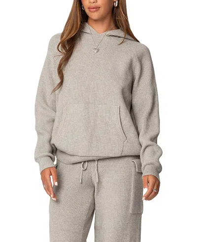 Edikted Wynter Oversize Sweater Hoodie In Gray-melange