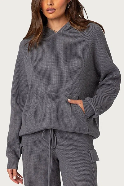 Edikted Wynter Oversized Knit Hoodie In Gray, Women's At Urban Outfitters