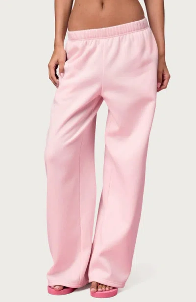Edikted X Barbie™ Heart Logo Wide Leg Sweatpants In Pink