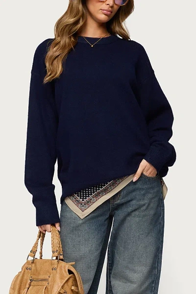 Edikted Ximenia Cutout Back Sweater In Navy, Women's At Urban Outfitters In Black