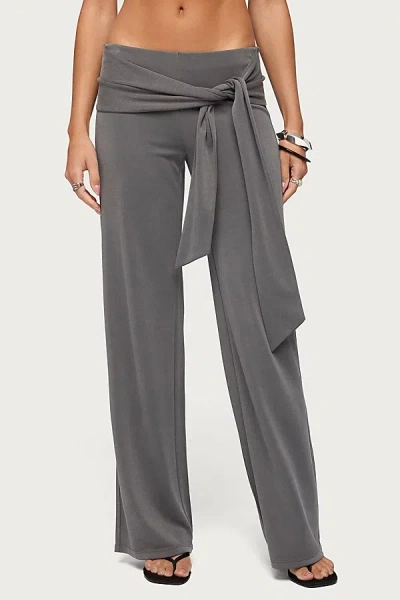 Edikted Xyla Straight Leg Tie Pants In Dark/gray, Women's At Urban Outfitters