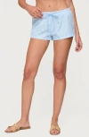 Edikted Yaffa Gingham Shorts In Blue