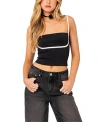 Edikted Women's Yang Contrast Strap Tank Top In Black And White