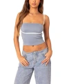 Edikted Yang Contrast Strap Crop Camisole In Blue And White
