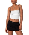 Edikted Yang Contrast Strap Tank Top In White And Black