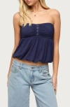 Edikted Yury Strapless Bubble Top In Blue