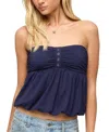 Edikted Yury Strapless Bubble Top In Blue