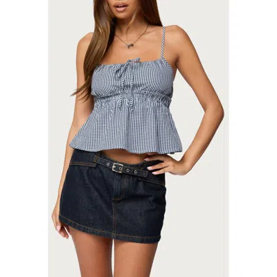 Edikted Zahara Gingham Babydoll Camisole In Blue