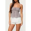 Edikted Zahara Gingham Cotton Camisole In Brown